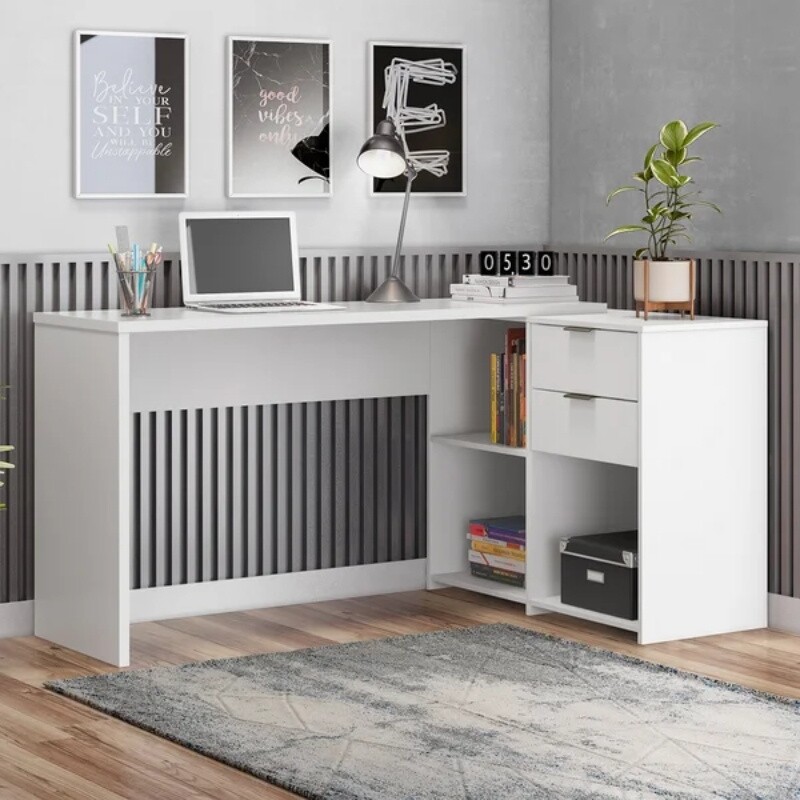 Mesa Office NT 2060 Larg. 2.00m Branco 2 Gavetas Notável - Oferta - Imagem 2