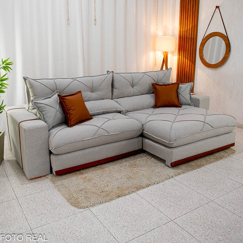 Sofá Retrátil Reclinável Gran Bello 2.90m Linho Cinza 31 - Molas Ensacadas - Imagem 16