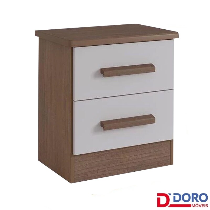 Mesa de Cabeceira New Athos Castanho/Off 2 Gavetas Larg. 0.50m - D Doro