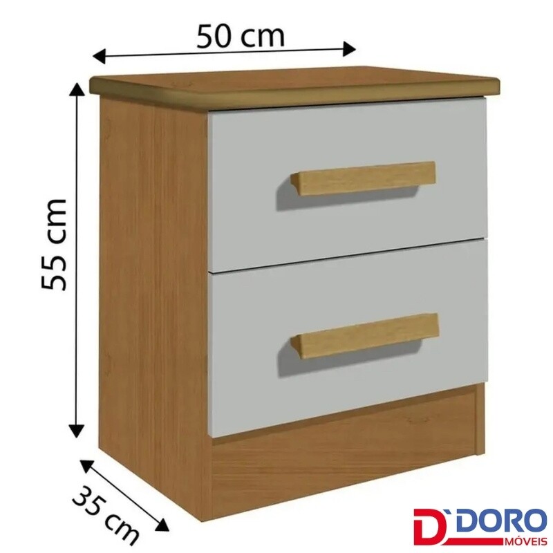 Mesa de Cabeceira New Athos Cinamomo/Off 2 Gavetas Larg. 0.50m - D Doro - Imagem 3