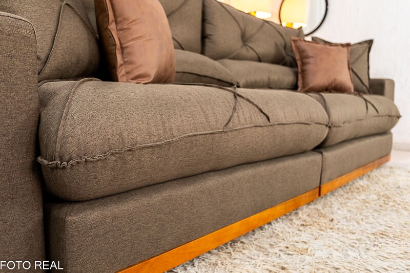 Sofá Retrátil Reclinável Gran Bello 2.90m Linho Marrom - Molas Ensacadas - Imagem 14