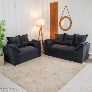 Sofá 3 e 2 lugares Petra Veludinho Chumbo 606