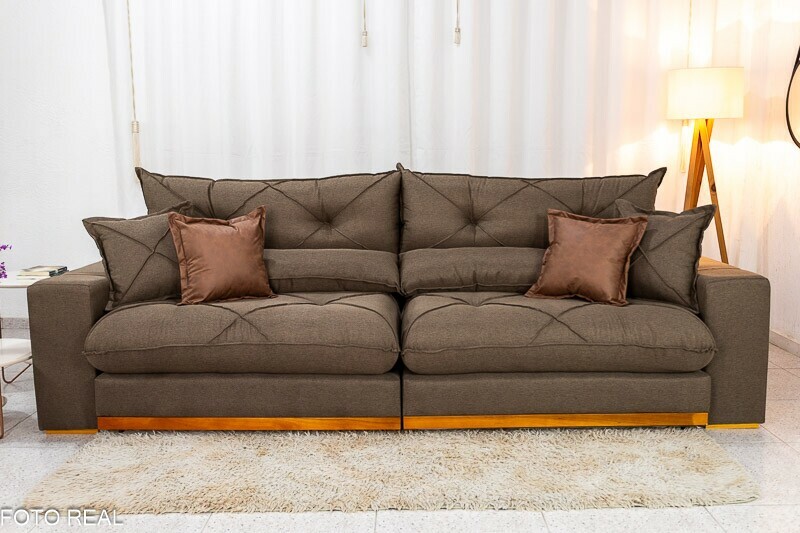 Sofá Retrátil Reclinável Gran Bello 2.90m Linho Marrom - Molas Ensacadas - Imagem 10