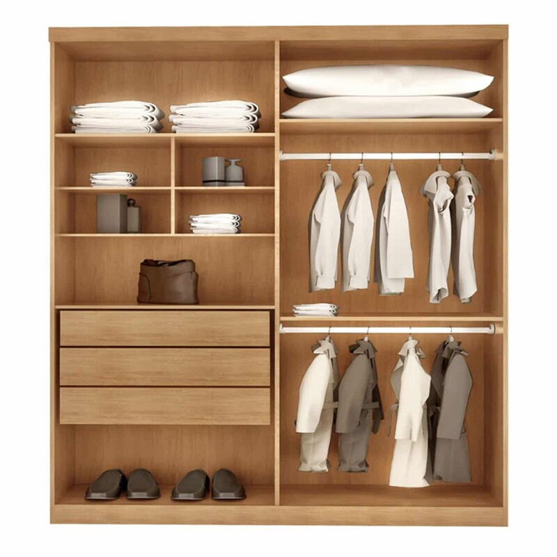 Guarda-roupa Império Nature/Off 4 Portas 3 Gavetas Larg. 1.80m 100% MDF Rufato - Oferta - Imagem 3