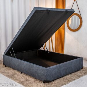 Base Box Baú Casal Prime Confort Linhão Petróleo Blindado 138x188x45 - Issacar