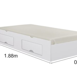 Cama Auxiliar Solteiro 2 Gavetas Branca 93x188x33 - D Doro