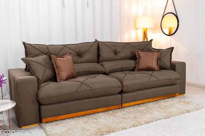 Sofá Retrátil Reclinável Gran Bello 2.90m Linho Marrom - Molas Ensacadas - Imagem 6