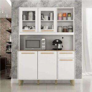 Armário Cozinha Rubi Branco 5 Portas 1 Gaveta Larg. 1.20 m - Valdemoveis