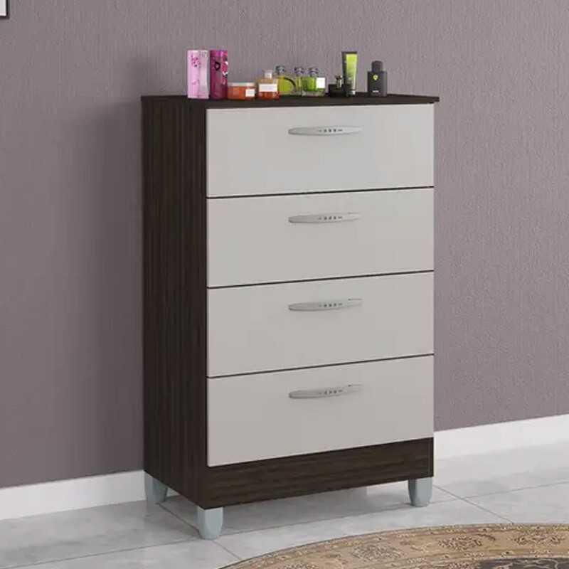 Cômoda com 4 Gavetas Chocolate/Off Larg. 0.59m Poquema - Oferta - Imagem 3