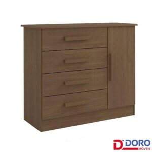 Cômoda Firenze Castanho 4 Gavetas e Sapateira Larg. 1.10m - D Doro