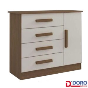 Cômoda Firenze Castanho/Off 4 Gavetas e Sapateira Larg. 1.10m - D Doro