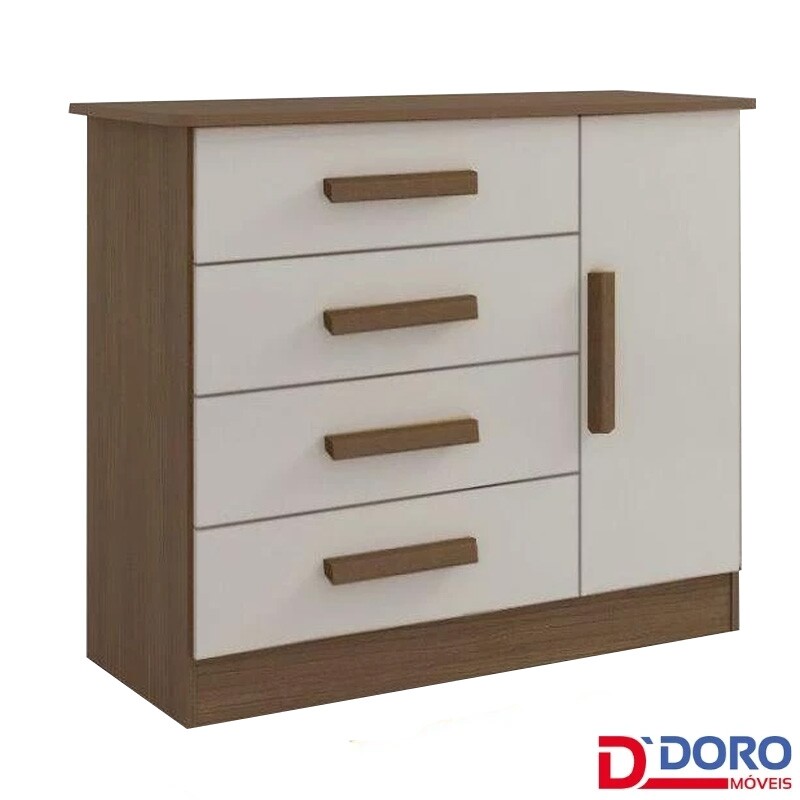 Cômoda Firenze Castanho/Off 4 Gavetas e Sapateira Larg. 1.10m - D Doro