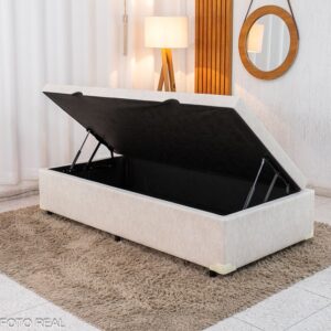 Box Baú Solteiro Prime Confort 88x188x45 Linho Palha Blindado - Issacar