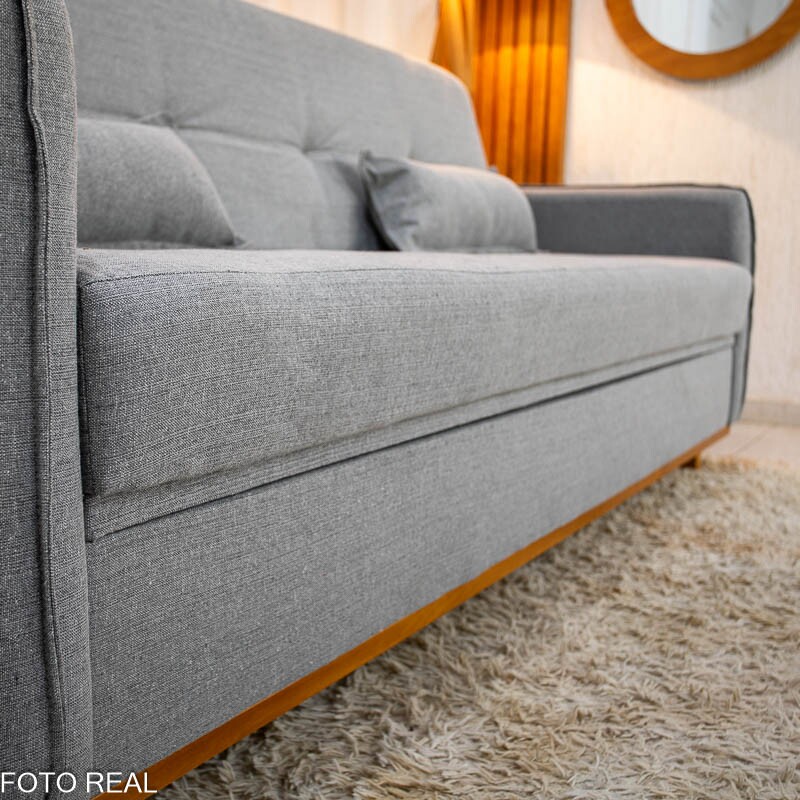 Sofá Cama Ipanema com Baú Linho Cinza 2275 - Larg. 2.05m - Imagem 8