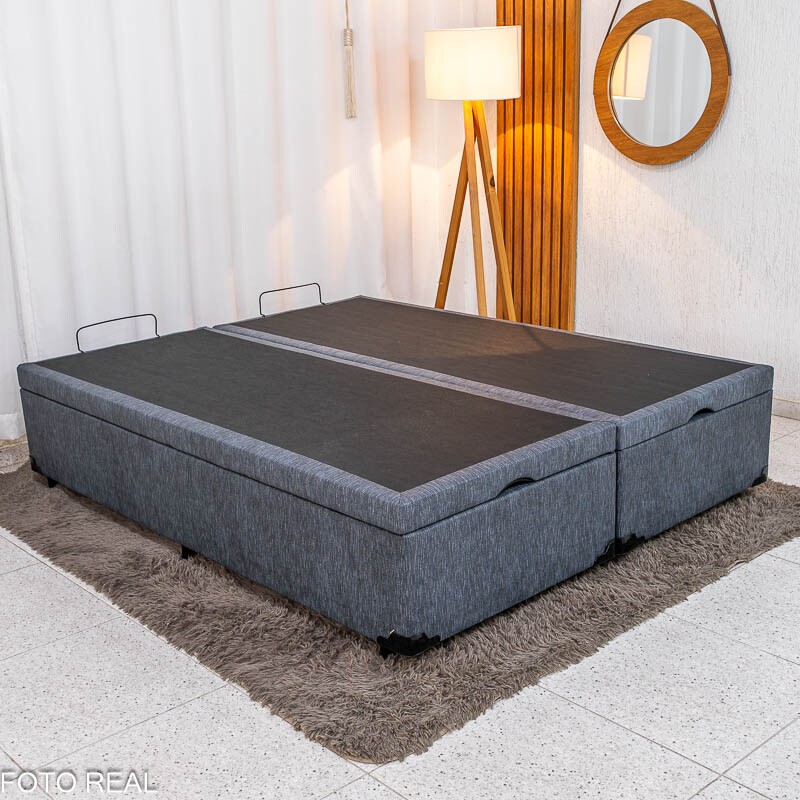 Base Box Baú Queen Bipartido Prime Confort 158x198x45 Linhão Petróleo Blindado - Issacar - Imagem 2