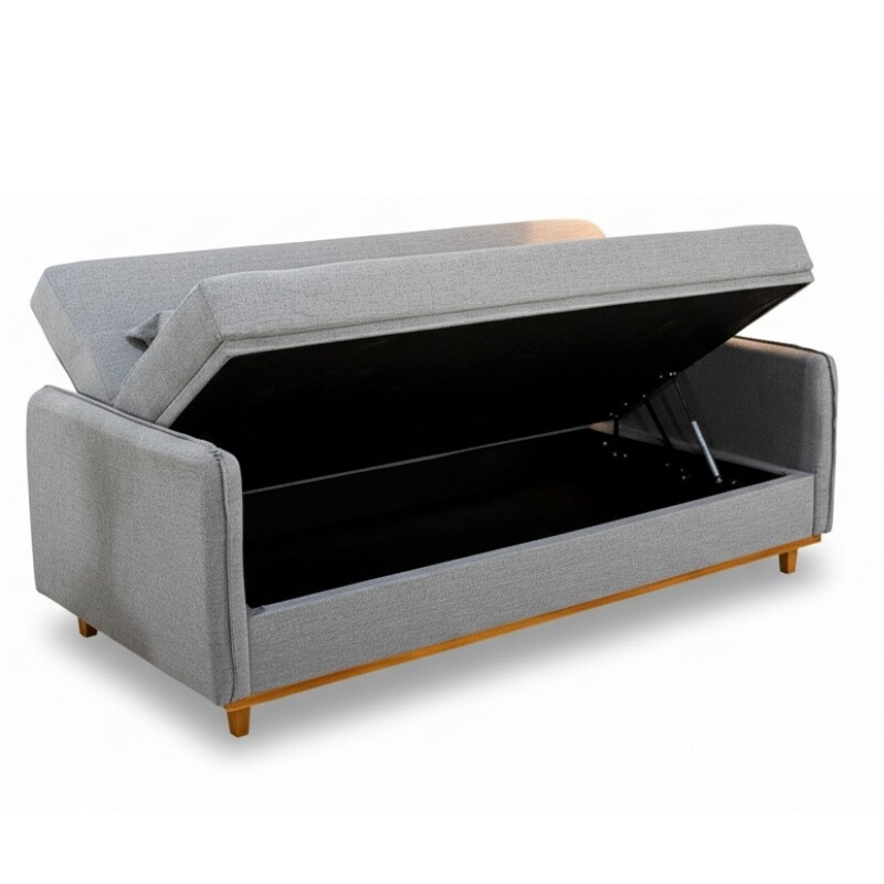 Sofá Cama Ipanema com Baú Linho Cinza 2275 - Larg. 2.05m - Imagem 3