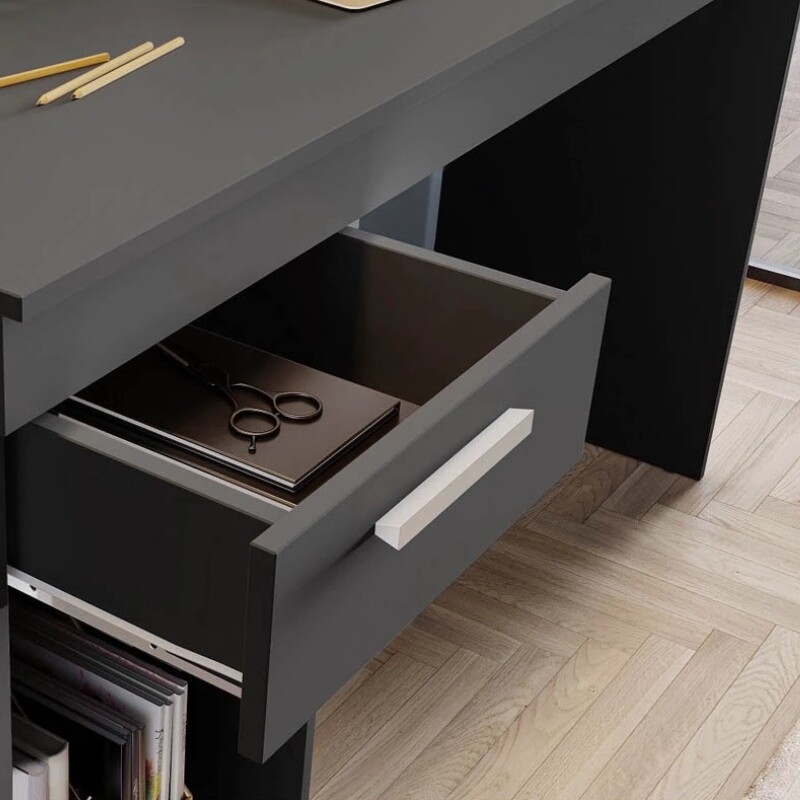 Mesa Office NT 2070 Larg. 1.08m Preto 1 Gaveta Notável - Oferta - Imagem 3
