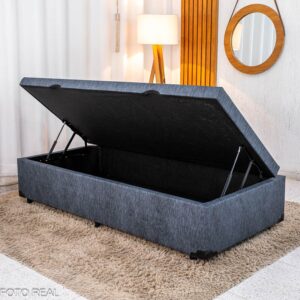 Box Baú Solteiro Prime Confort 88x188x45 Linho Petróleo Blindado - Issacar