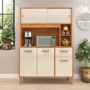 Kit Cozinha Pérola 120cm, Côr Cinamomo/Off White, da Fellicci.