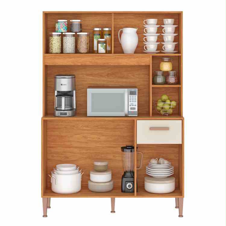Kit Cozinha Pérola 120cm, Côr Cinamomo/Off White, da Fellicci. - Imagem 2