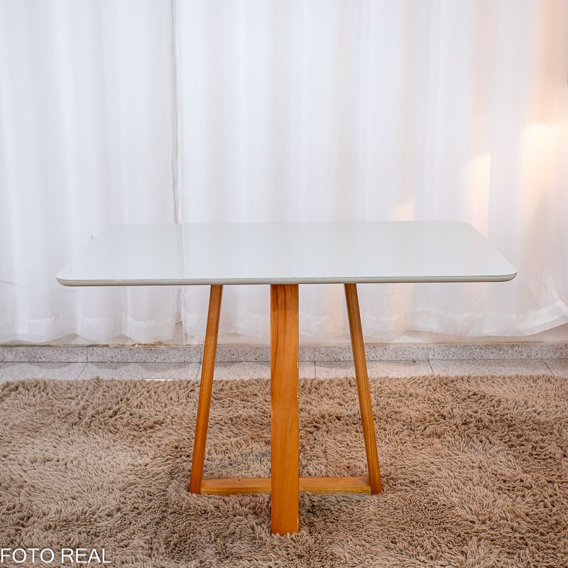 Mesa de Jantar Bali 120×80 Vidro Off/Base Madeira + 4 Cad. Londres Linho Cinza Madeira Minas Plac - Entregue Montada - Imagem 14