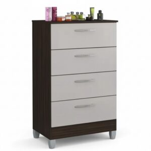 Cômoda com 4 Gavetas Chocolate/Off Larg. 0.59m Poquema - Oferta