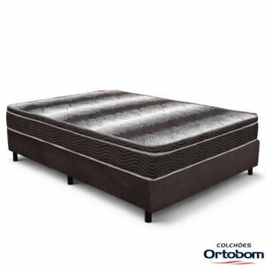 Colchão Casal Ortopédico EPS Light Ortobom + Box Casal Sued Marrom Ortobel - 138x188x62 | Suporta até 260kg