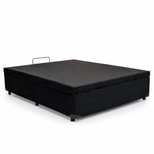 Base Box Baú Casal Prime Confort Sued Preto Blindado 138x188x45 - Issacar