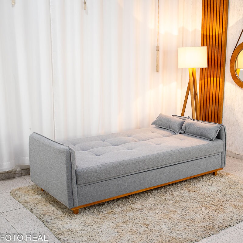 Sofá Cama Ipanema com Baú Linho Cinza 2275 - Larg. 2.05m - Imagem 6