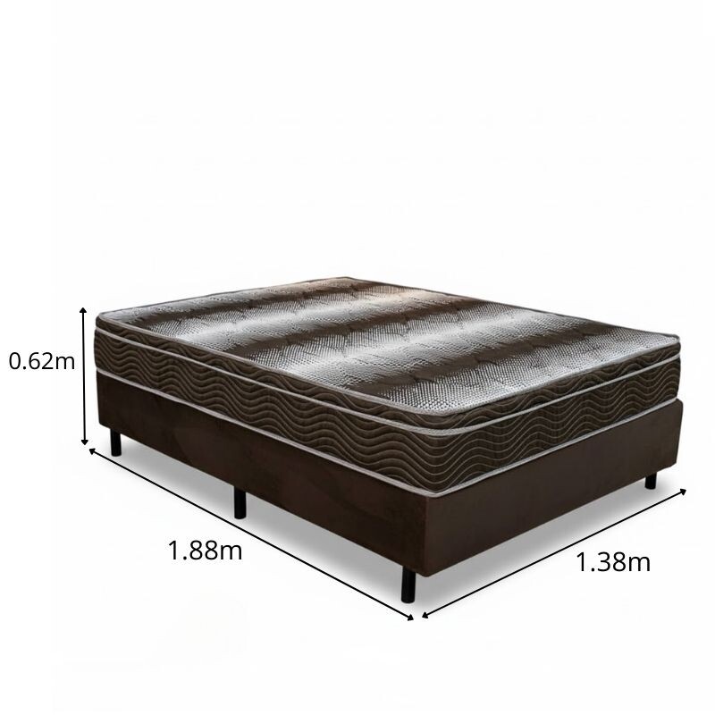 Colchão Casal Ortopédico EPS Light Ortobom + Box Casal Sued Marrom Ortobel - 138x188x62 | Suporta até 260kg - Imagem 3