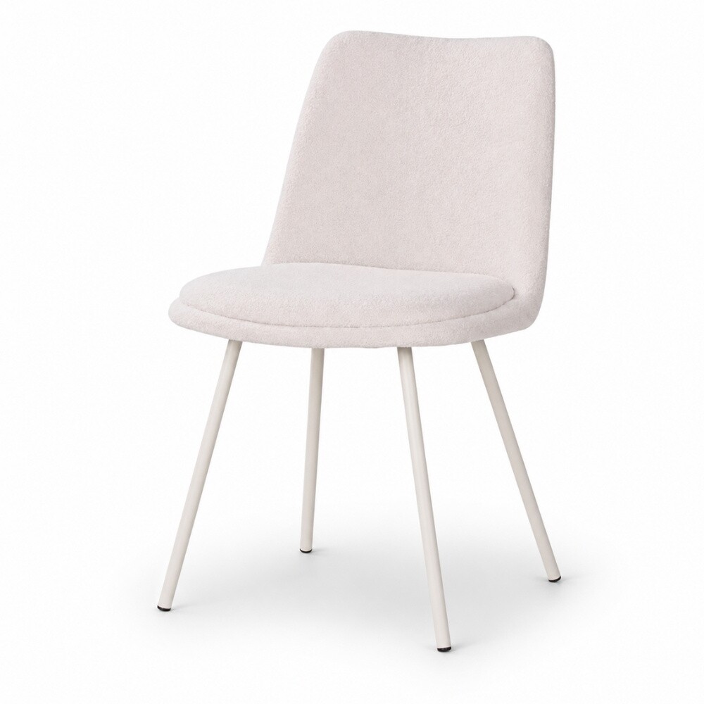 Cadeira Selene Off White Base Areia Tecido Bouclé - Rivati - Imagem 3