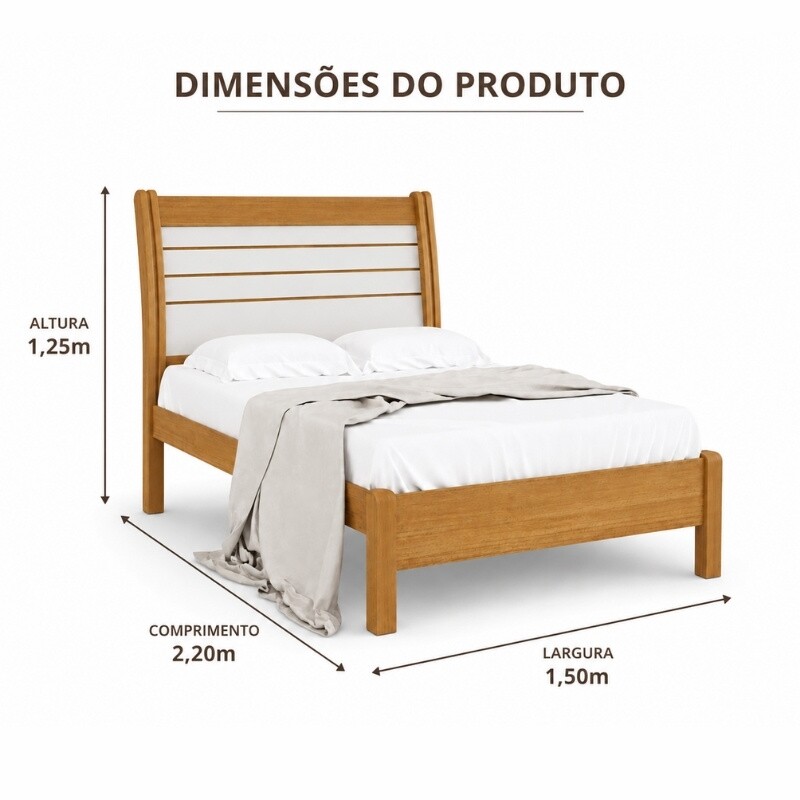 Cama Casal Esmeralda Plus Larg. 1.50m Cinamomo/Off - D Doro - Imagem 4