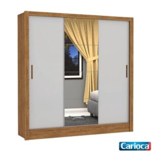 Guarda-roupa Dubai Cinamomo/Off 03 Portas C/ 1 Espelho Larg. 1.79m - Carioca