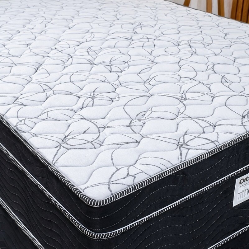 Colchão Casal Airtech 150 Ortopillow Ortopédico D45 Ortobom + Box Baú Casal Prime Confort Sued Preto Blindado Issacar - 138x188x73 | Suporta até 240kg - Imagem 4