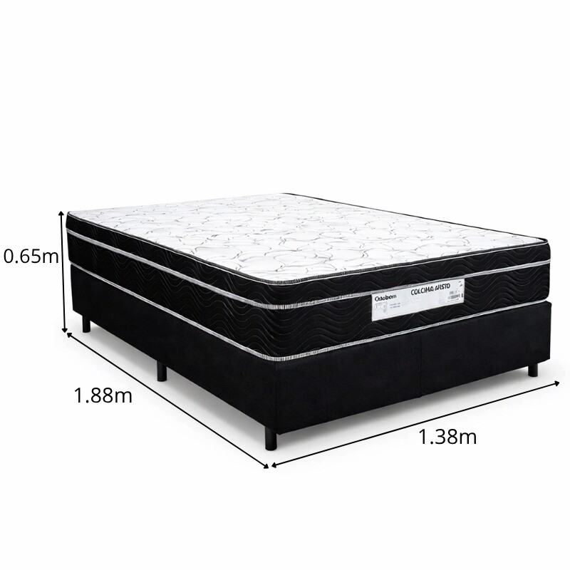 Colchão Casal Airtech 150 Ortopillow Ortopédico D45 Ortobom + Box Casal Sued Preto - Ortobel - 138x188x65 | Suporta até 200kg - Imagem 6