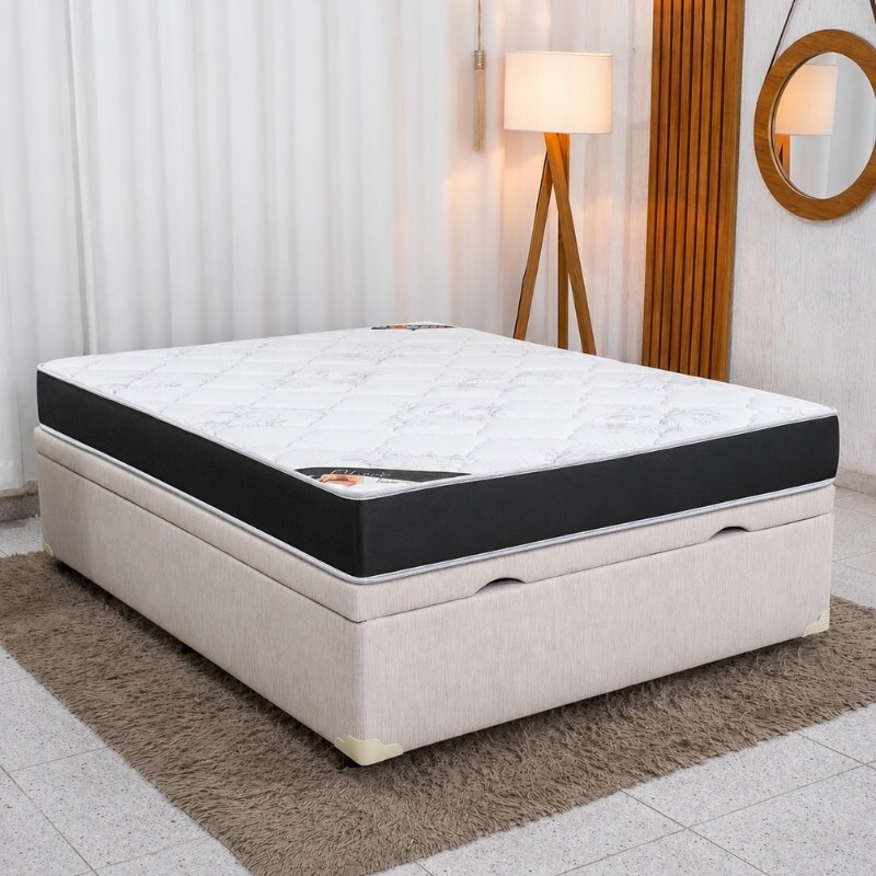 Colchão Casal Classic Supreme Ortopédico - Lestespuma + Base Box Baú Casal Prime Confort Linhão Palha Blindado Issacar 138x188x64 | Suporta até 200kg