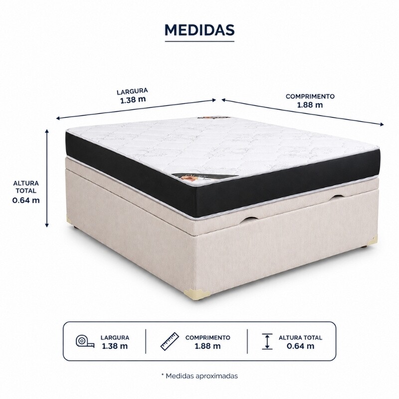 Colchão Casal Classic Supreme Ortopédico - Lestespuma + Base Box Baú Casal Prime Confort Linhão Palha Blindado Issacar 138x188x64 | Suporta até 200kg - Imagem 8