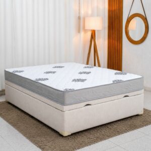 Colchão Casal Confort Premium Ortopédico D28 - Inovaflex + Base Box Baú Casal Prime Confort Linhão Palha Blindado - Issacar 138x188x63 | Suporta até 240kg
