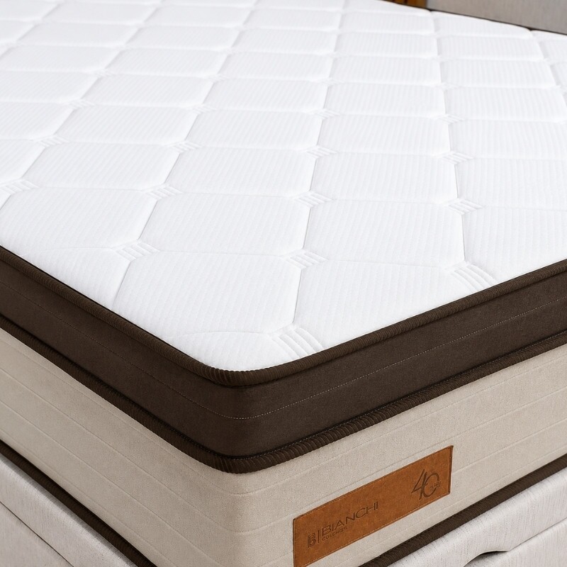 Colchão Queen Ibiza Molas Ensacadas - Bianchi + Base Box Baú Queen Bipartido Prime Confort Linhão Palha Blindado - Issacar 158x198x78 | Suporta até 400kg - Imagem 4