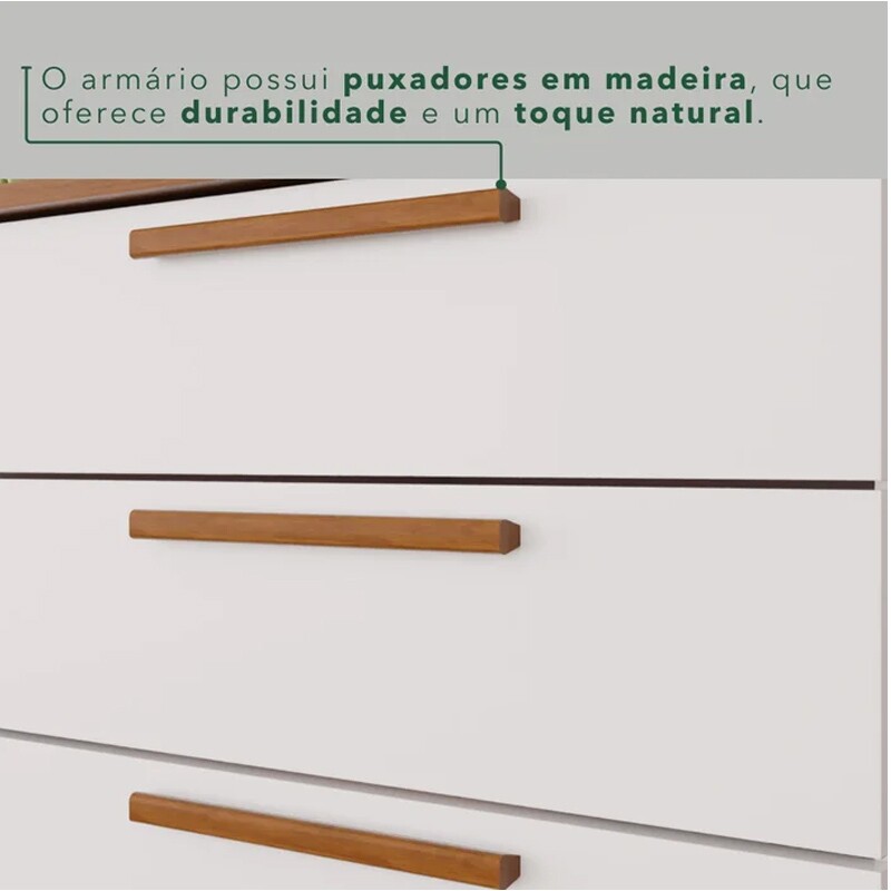 Armário Cozinha New Topázio Branco/Cinamomo 6 Portas 2 Gavetas Larg. 1.65m - Sallêto - Imagem 6