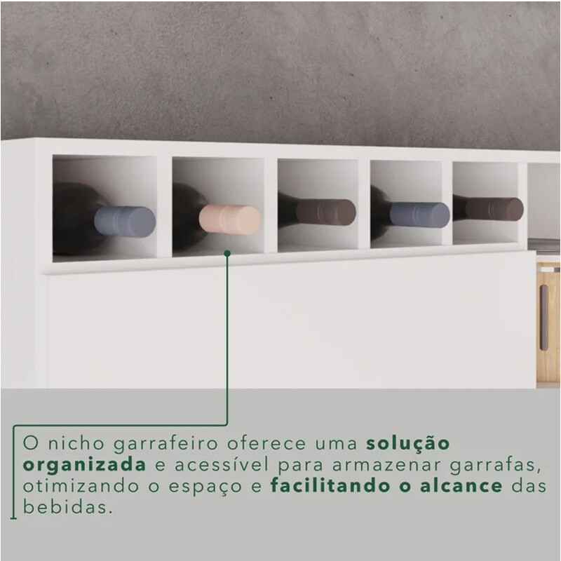 Armário Cozinha New Topázio Branco/Cinamomo 6 Portas 2 Gavetas Larg. 1.65m - Sallêto - Imagem 8