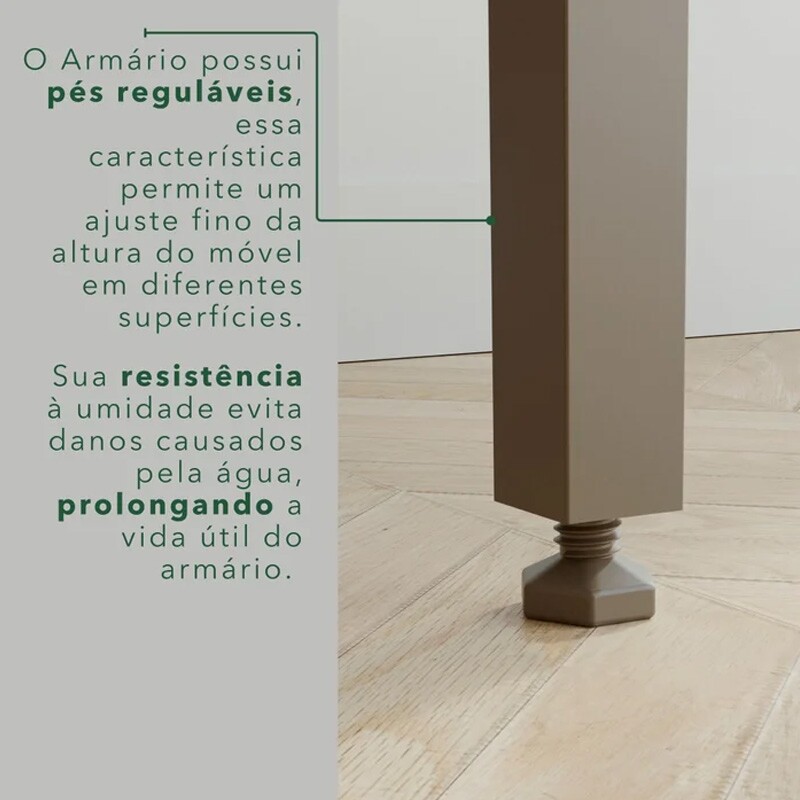 Armário Cozinha New Topázio Branco/Cinamomo 6 Portas 2 Gavetas Larg. 1.65m - Sallêto - Imagem 9
