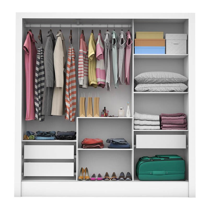 Guarda-roupa Dubai Branco 3 Portas C/ 1 Espelho Larg. 1.79m - Carioca - Imagem 3