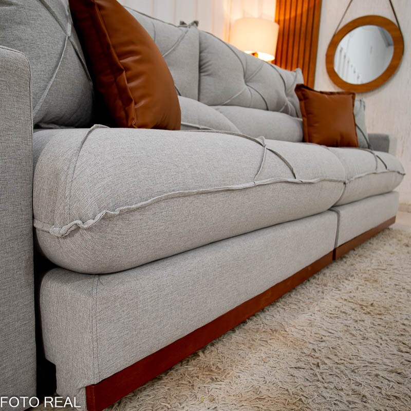 Sofá Retrátil Reclinável Gran Bello 2.90m Linho Cinza 31 - Molas Ensacadas - Imagem 8