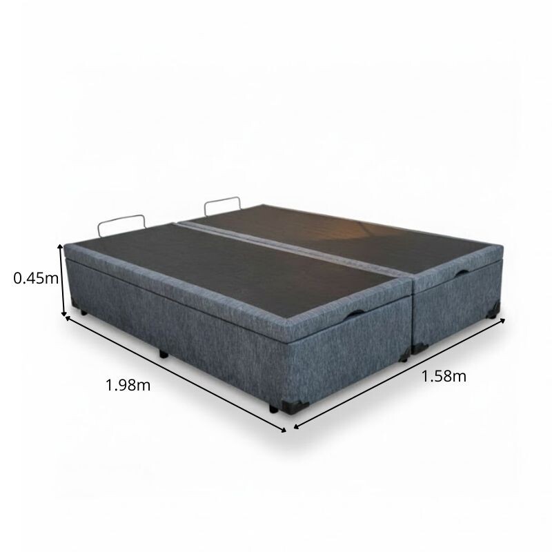 Base Box Baú Queen Bipartido Prime Confort 158x198x45 Linhão Petróleo Blindado - Issacar - Imagem 5