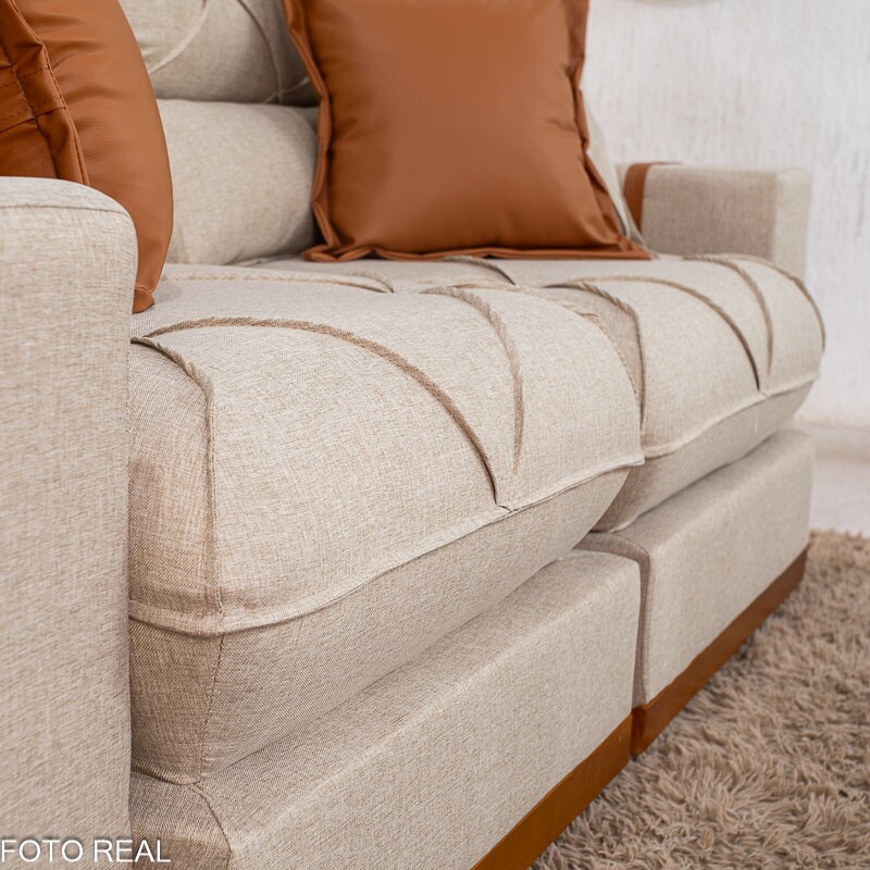 Sofá Retrátil Reclinável Gran Bello 2.00m Linho Bege - Molas Ensacadas - Imagem 9