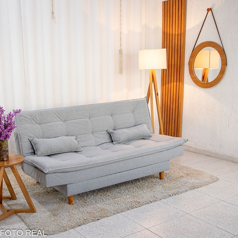 Sofá Cama Premium Linho Cinza 2275 Larg. 1.80m - Imagem 3