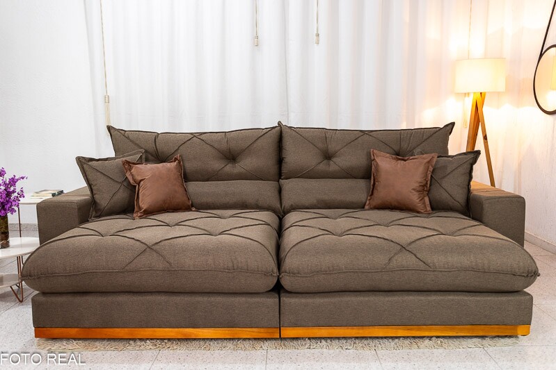 Sofá Retrátil Reclinável Gran Bello 2.90m Linho Marrom - Molas Ensacadas - Imagem 8
