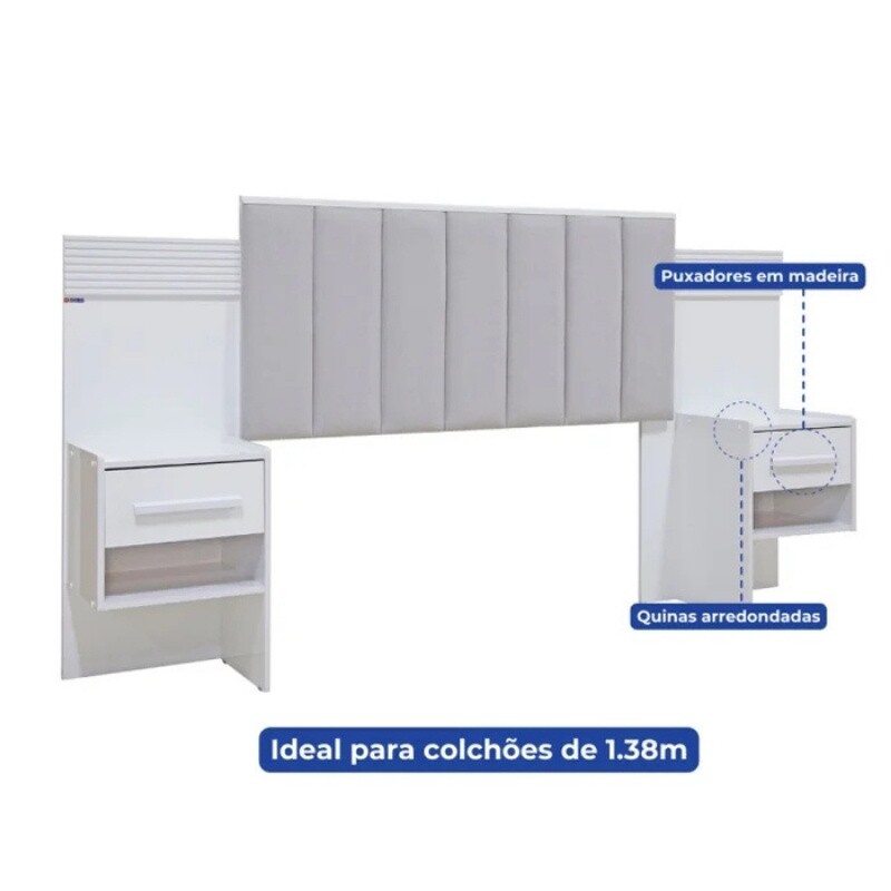 Cabeceira Queen Íris Larg. 1.60m Acolchoada Linho Bege e Detalhe Ripado Cinamomo/Off D Doro - Imagem 6