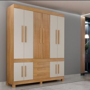 Guarda-roupa Bem te vi 1.85m Cinamomo/Off 10 Portas 3 Gavetas - Valdemóveis